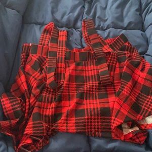 Plaid suspender skirt